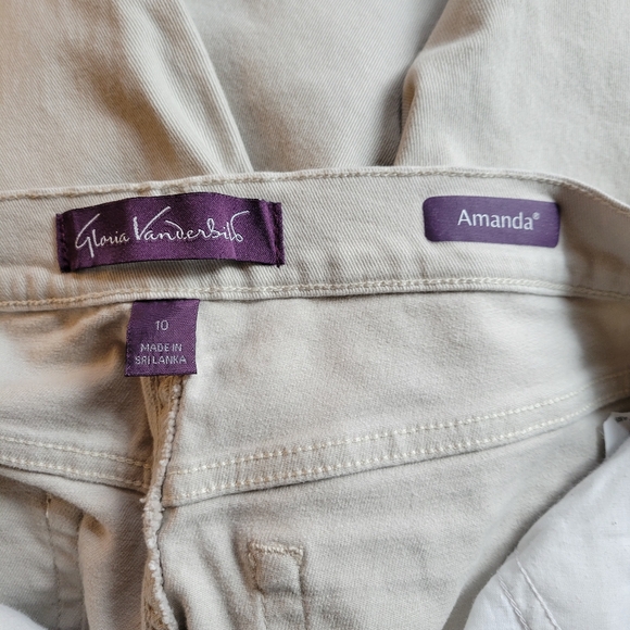 Gloria Vanderbilt Amanda Jeans Khaki Tan Classic Denim 10 Short Beige - Picture 4 of 5